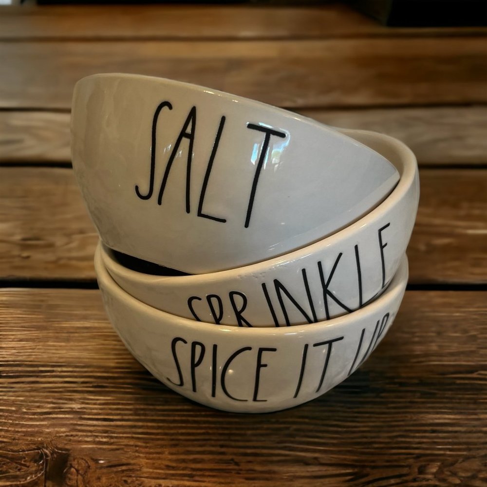 Rae Dunn salt, spice it up and sprinkle bowls